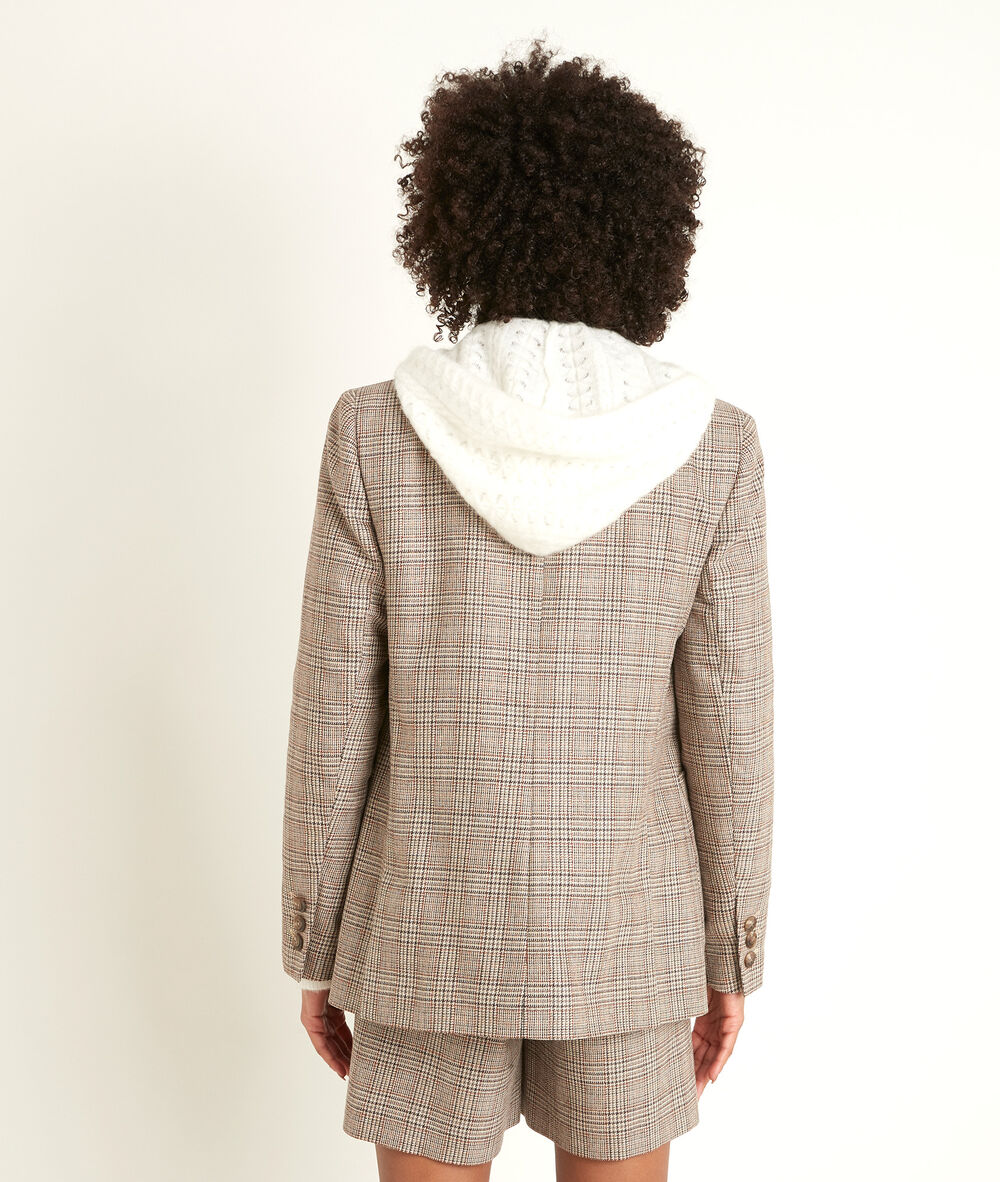 Thelma lurex checked jacket camel clair.