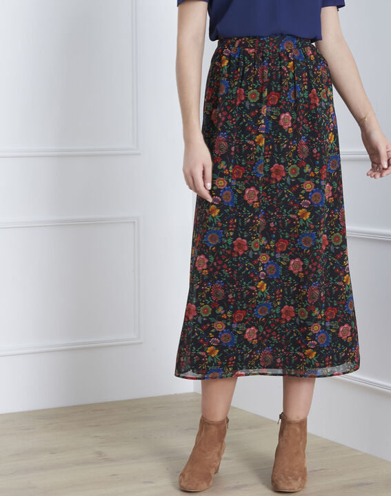 Samba long black floral print skirt | 1-2-3 Samba long black floral print skirt PhotoZ | 1-2-3