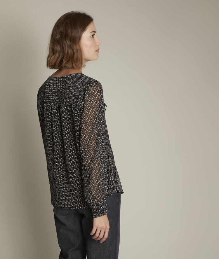 Eleanore printed blouse with ruffles black.