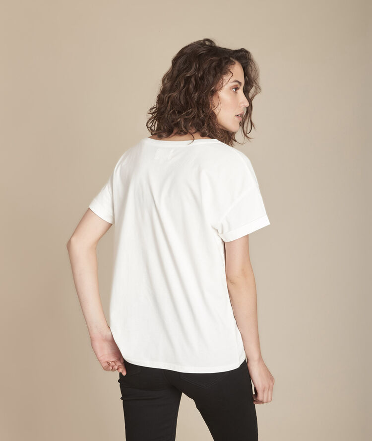 Caroline ecru screen-printed organic cotton t-shirt ecru.