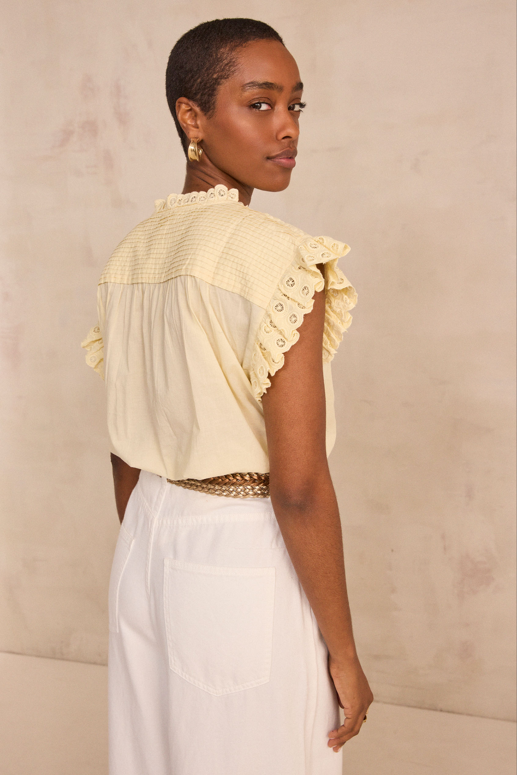 Fuchsia Cotton Poplin Tiered Ruffle Detail Long Sleeve Woven 