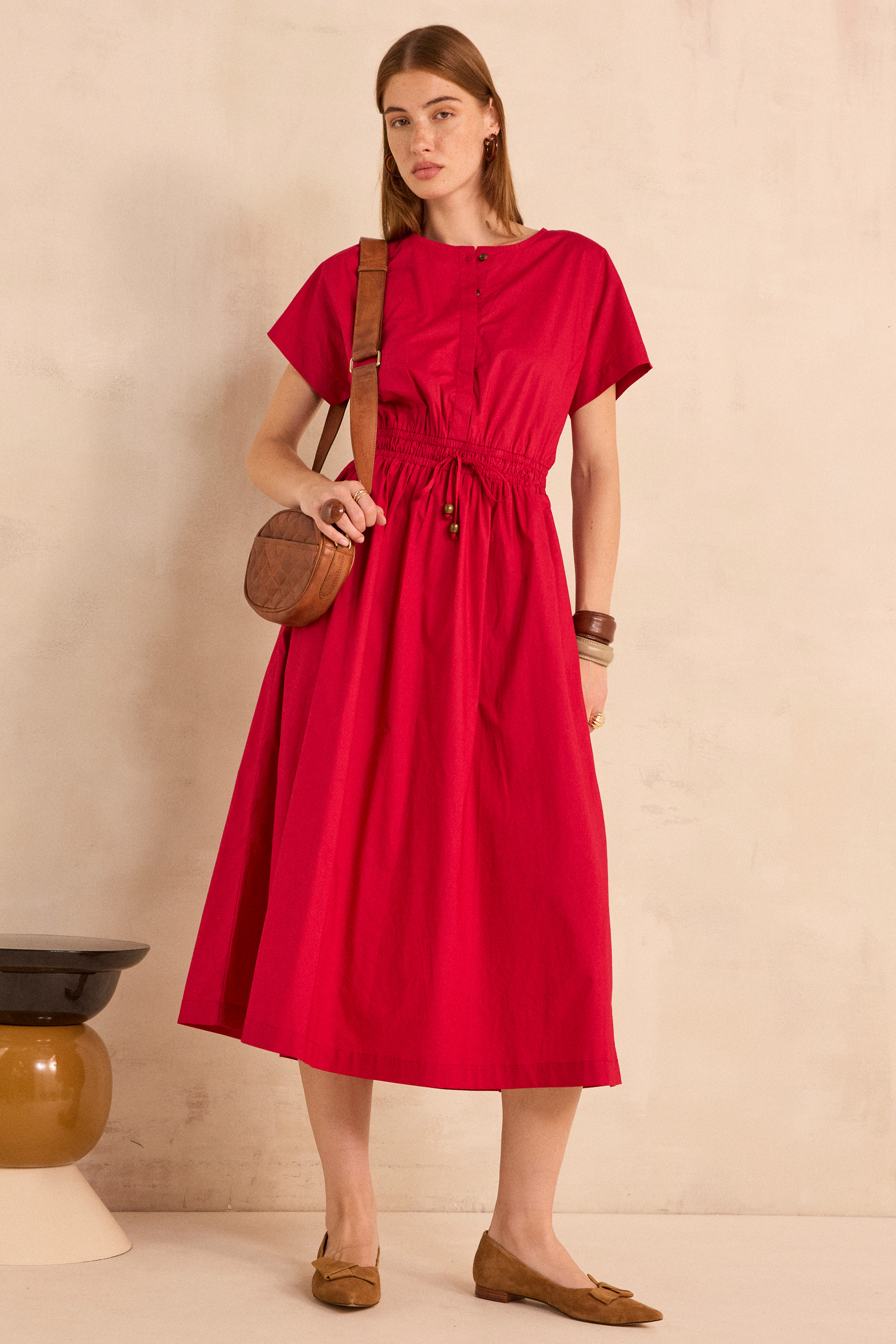 Sleeveless A-line cotton dress PURE woman | RED | Maison 123