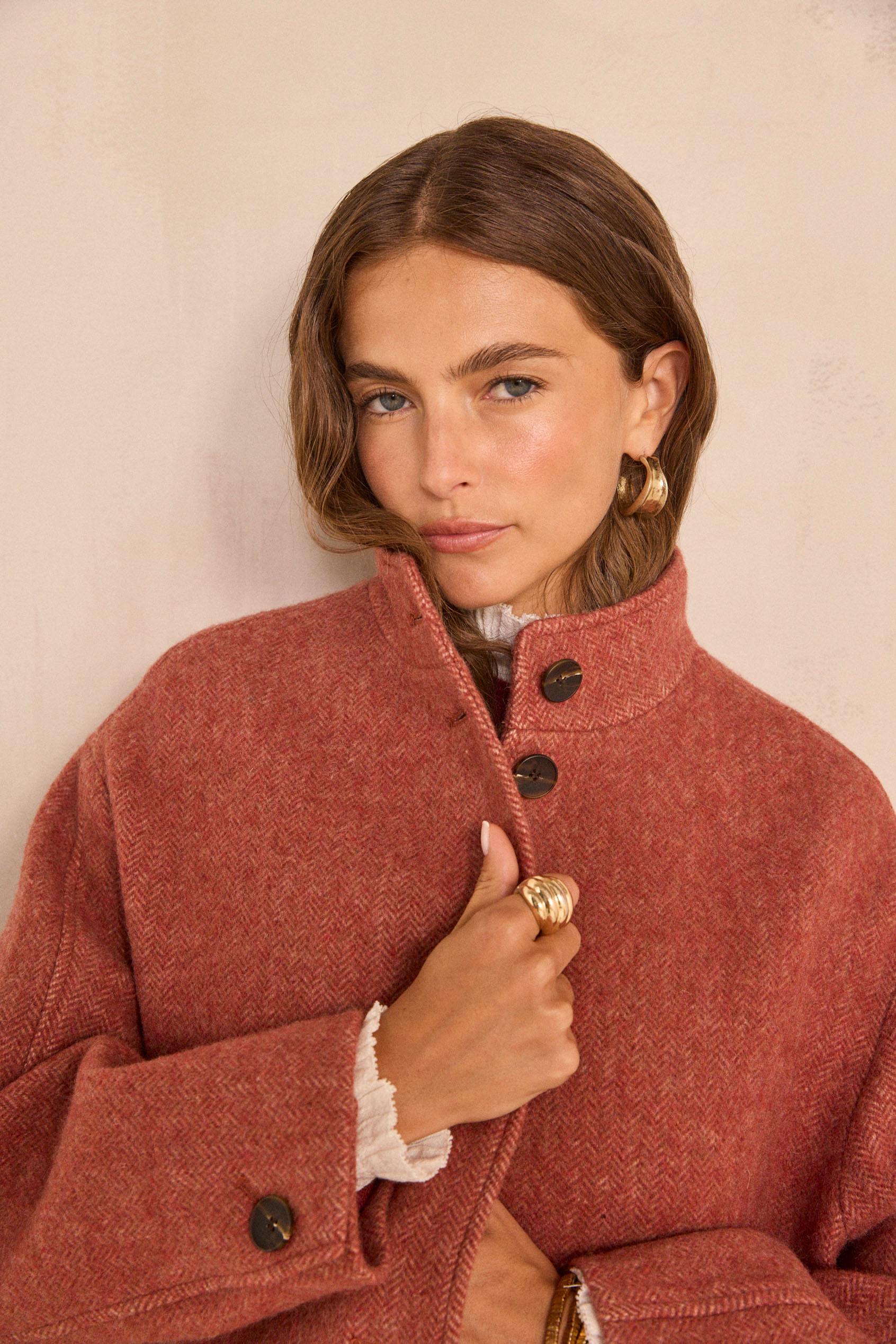 Long sleeve wool blend coat DUSTIN woman | PAPRIKA | Maison 123