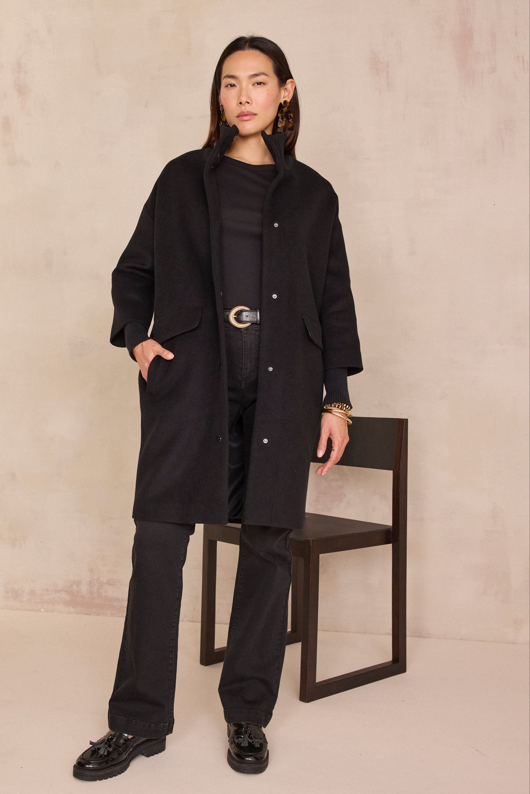 MAGDA mid-length coat woman | BLACK | Maison 123
