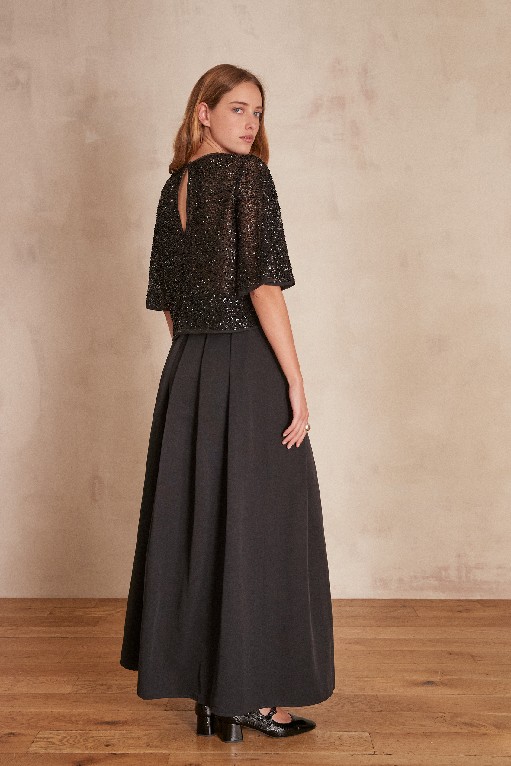 ETINCELLE long skirt woman BLACK Maison 123