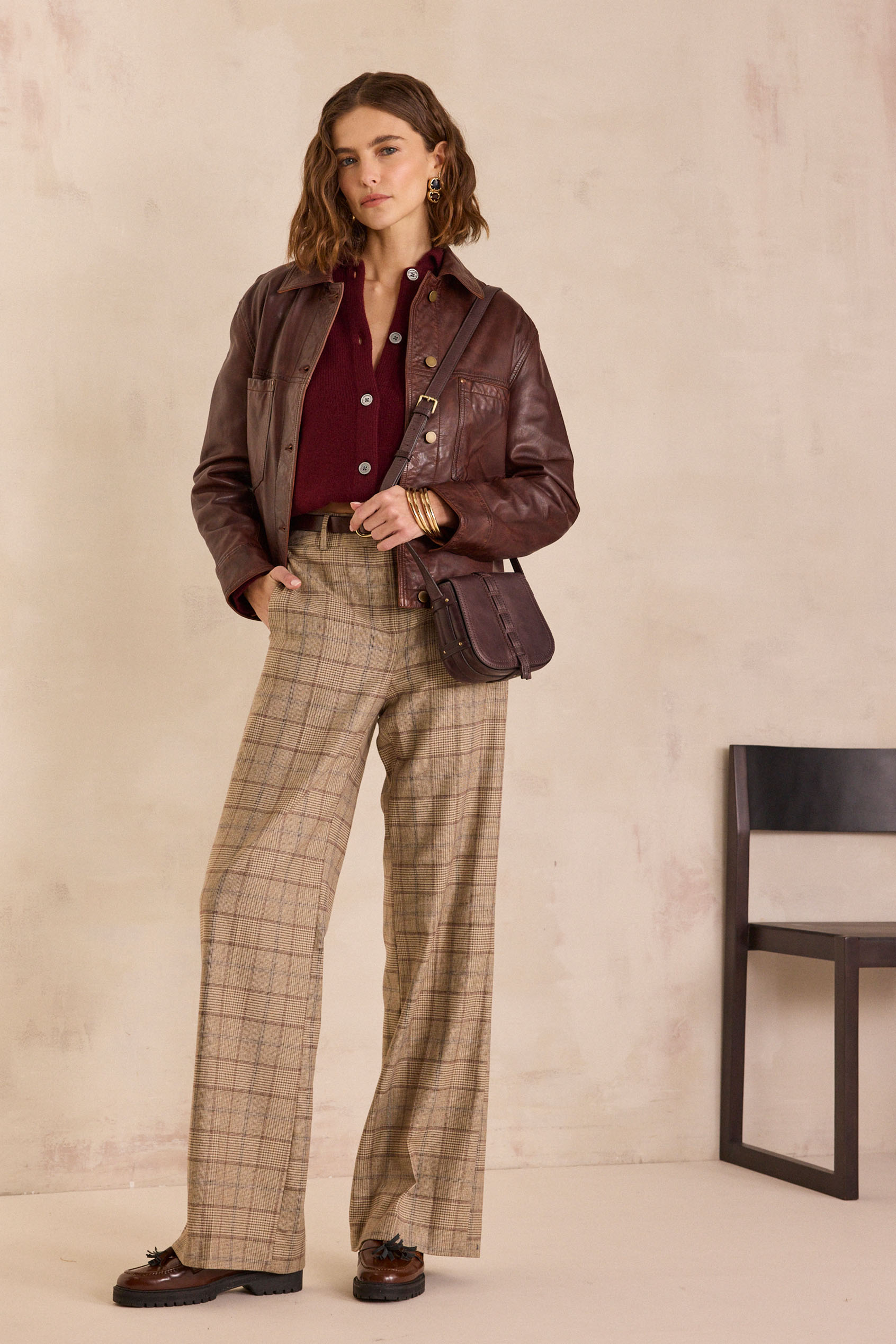 CARLA 100% leather jacket woman | BRICK | Maison 123