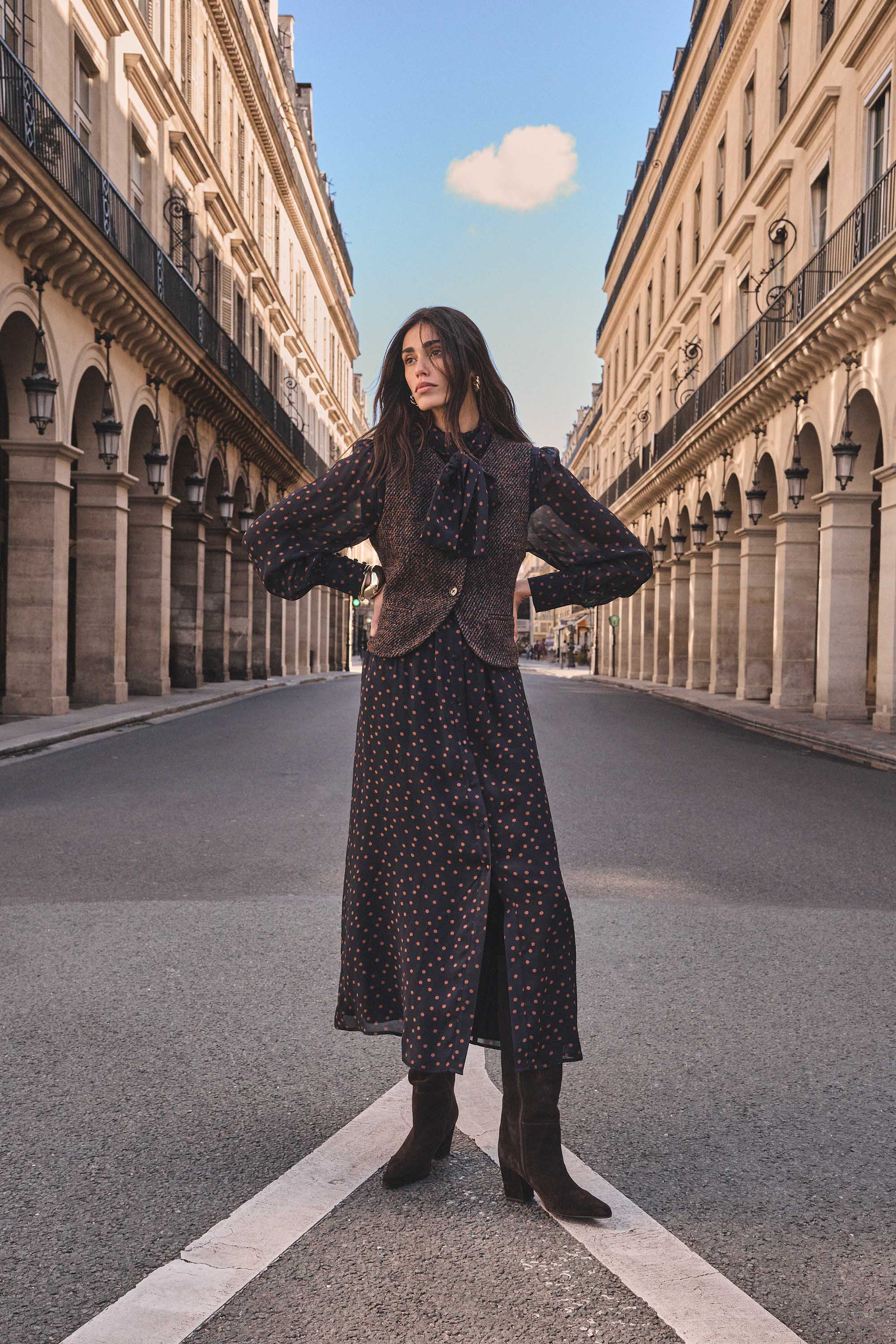 Flowy polka dot dress PRISCA woman | MARINE | Maison 123