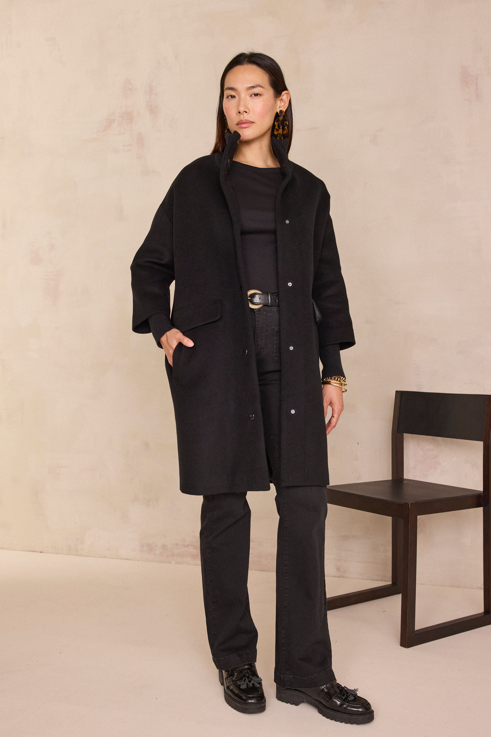 MAGDA mid-length coat woman | BLACK | Maison 123