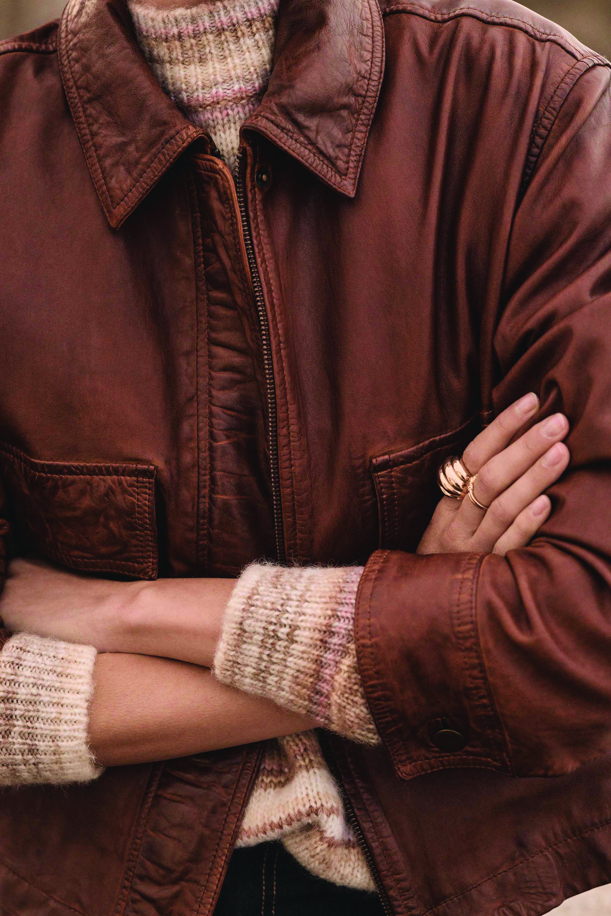 COCO leather jacket woman | CINNAMON | Maison 123