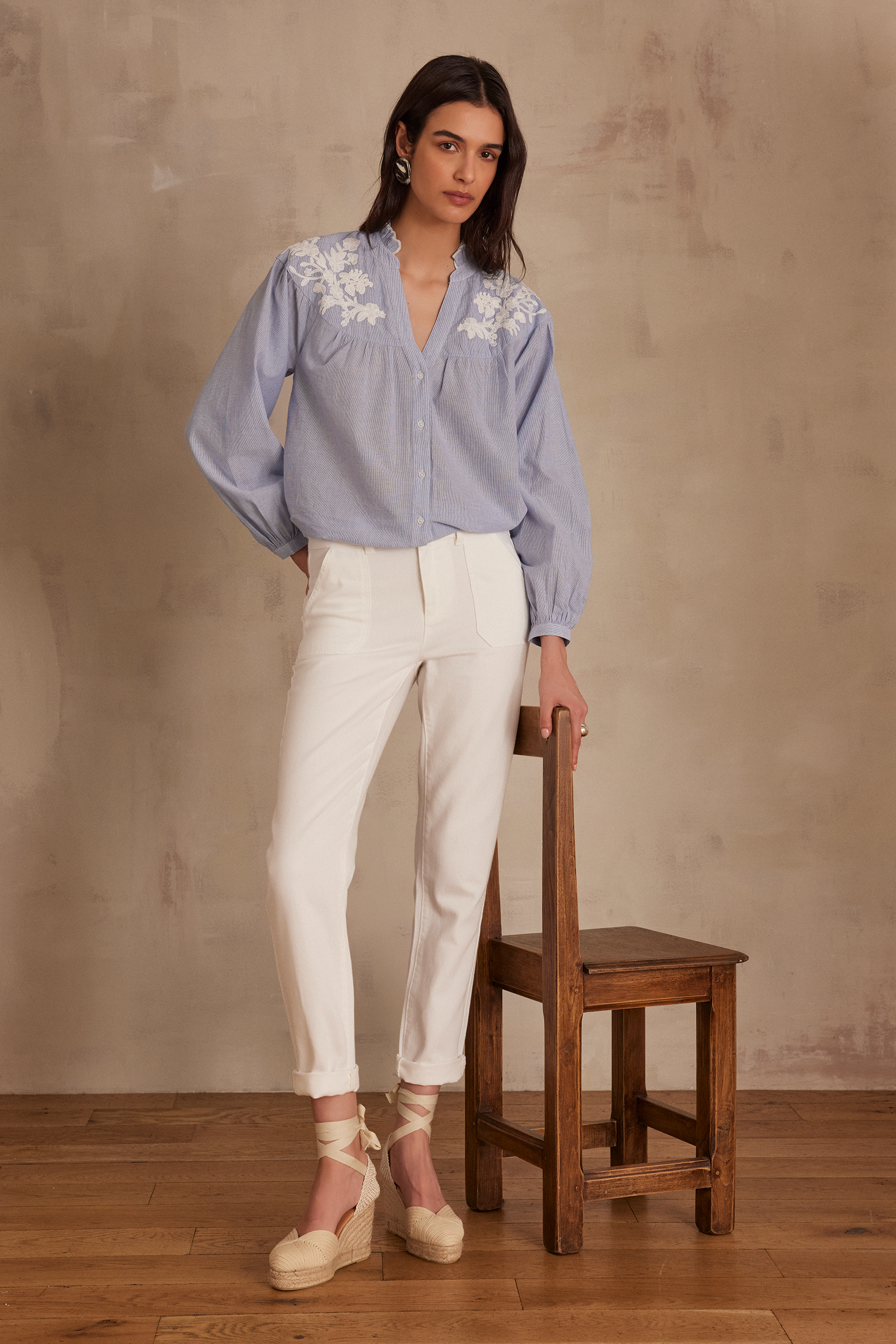 PROVIDENCE cotton blouse woman | SKY BLUE | Maison 123