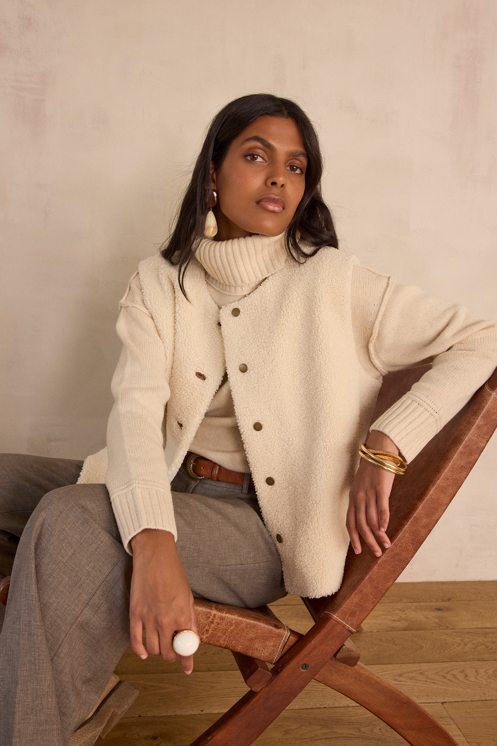 BROOKLYN sleeveless jacket woman | CREAM | Maison 123