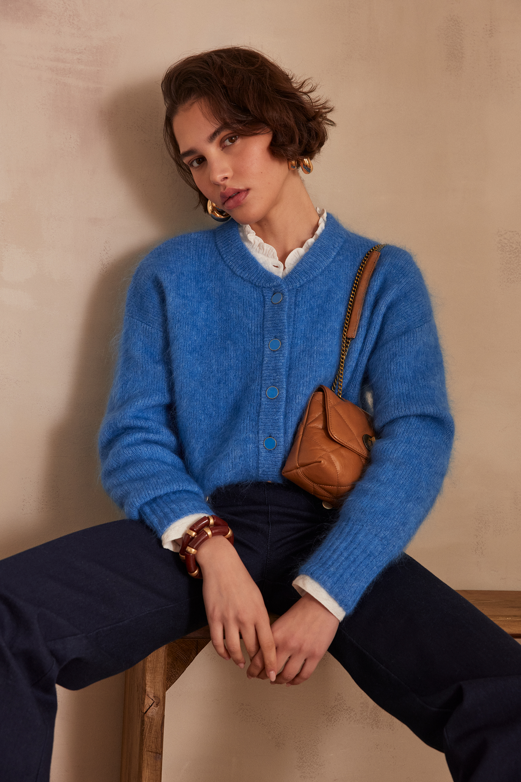 【ルエマ】mohair touch double button cardigan ルエマ】mohair touch double button cardigan（Marie Lou