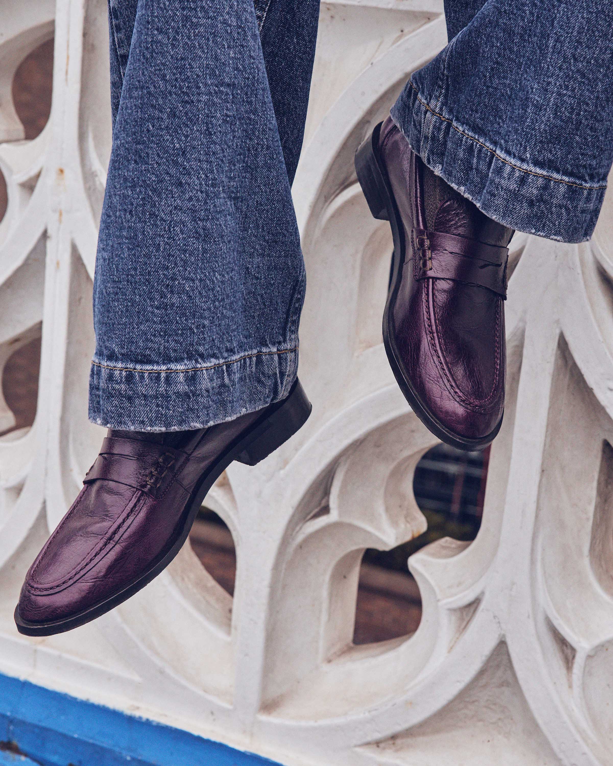 ORNELLA leather loafers woman | BORDEAUX | Maison 123