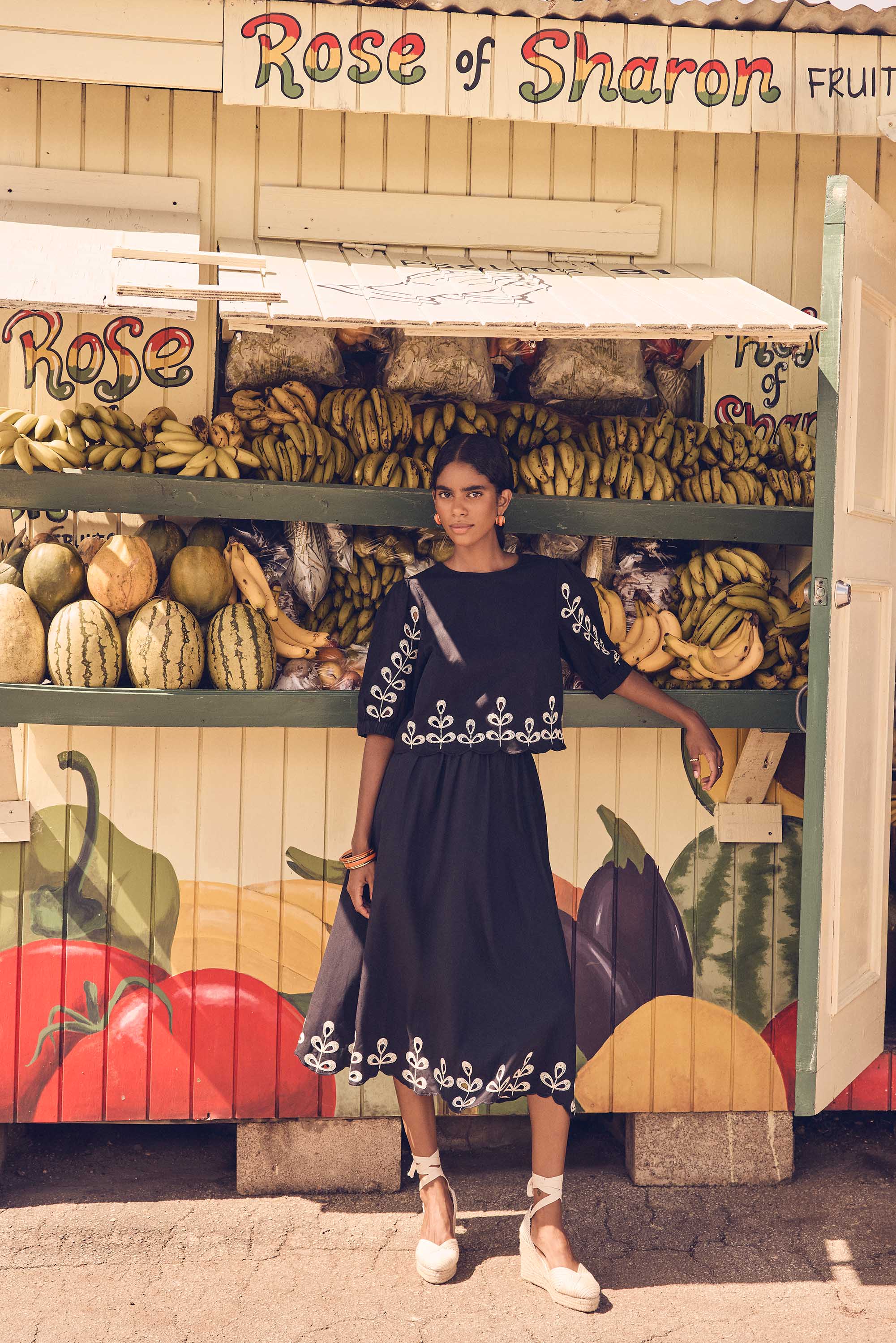 JASMINE embroidered cotton skirt woman | BLACK | Maison 123