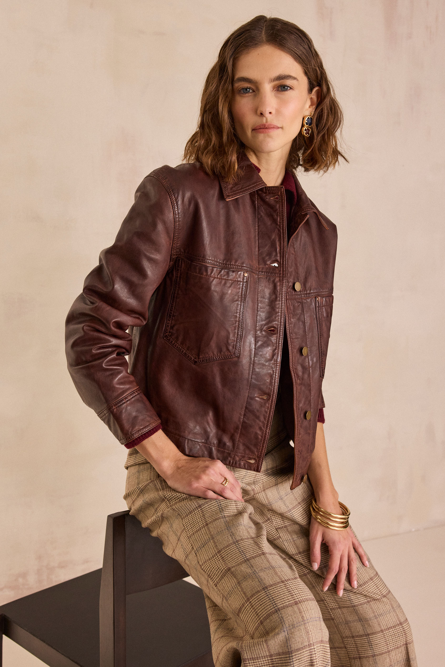 ジャケット・アウター Jan & Carlos Multi Pocket Leather Jacket CARLA 100% leather jacket woman | BRICK | Maison 123