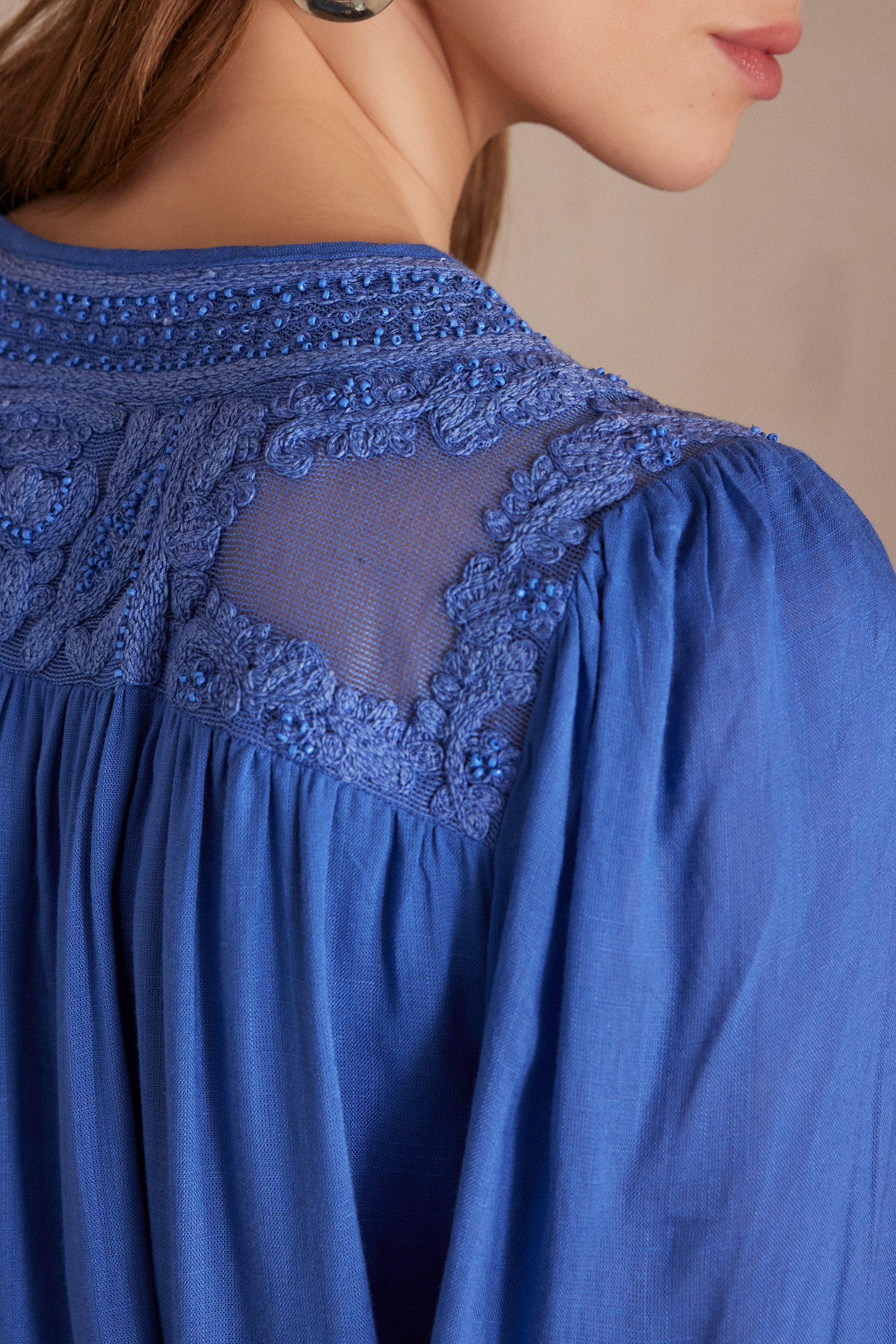 Bluelea ブルレアEmbroidery organdy blouse Embroidered lace blouse, optical white | Marina Rinaldi