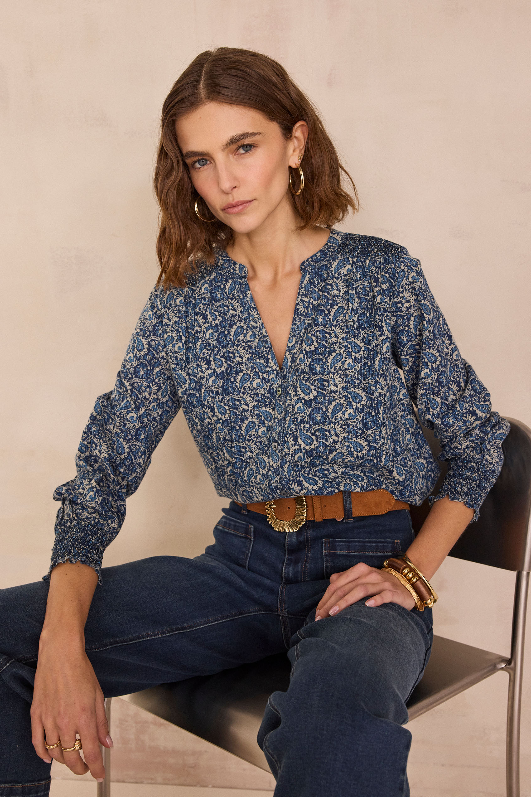 Blouse with arabesque pattern DOLCE woman | JADE | Maison 123