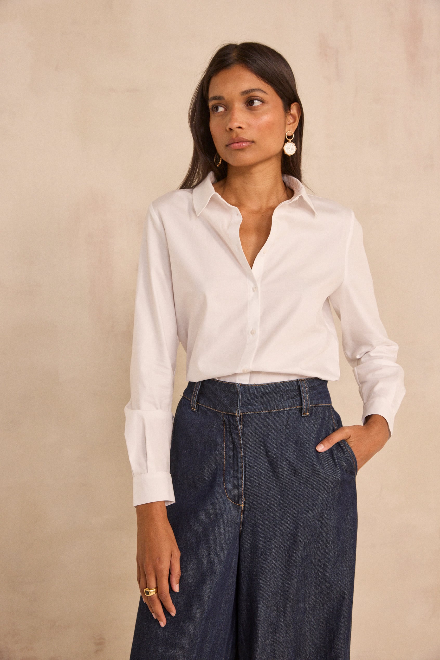 CARLA long-sleeve cotton shirt woman | WHITE | Maison 123