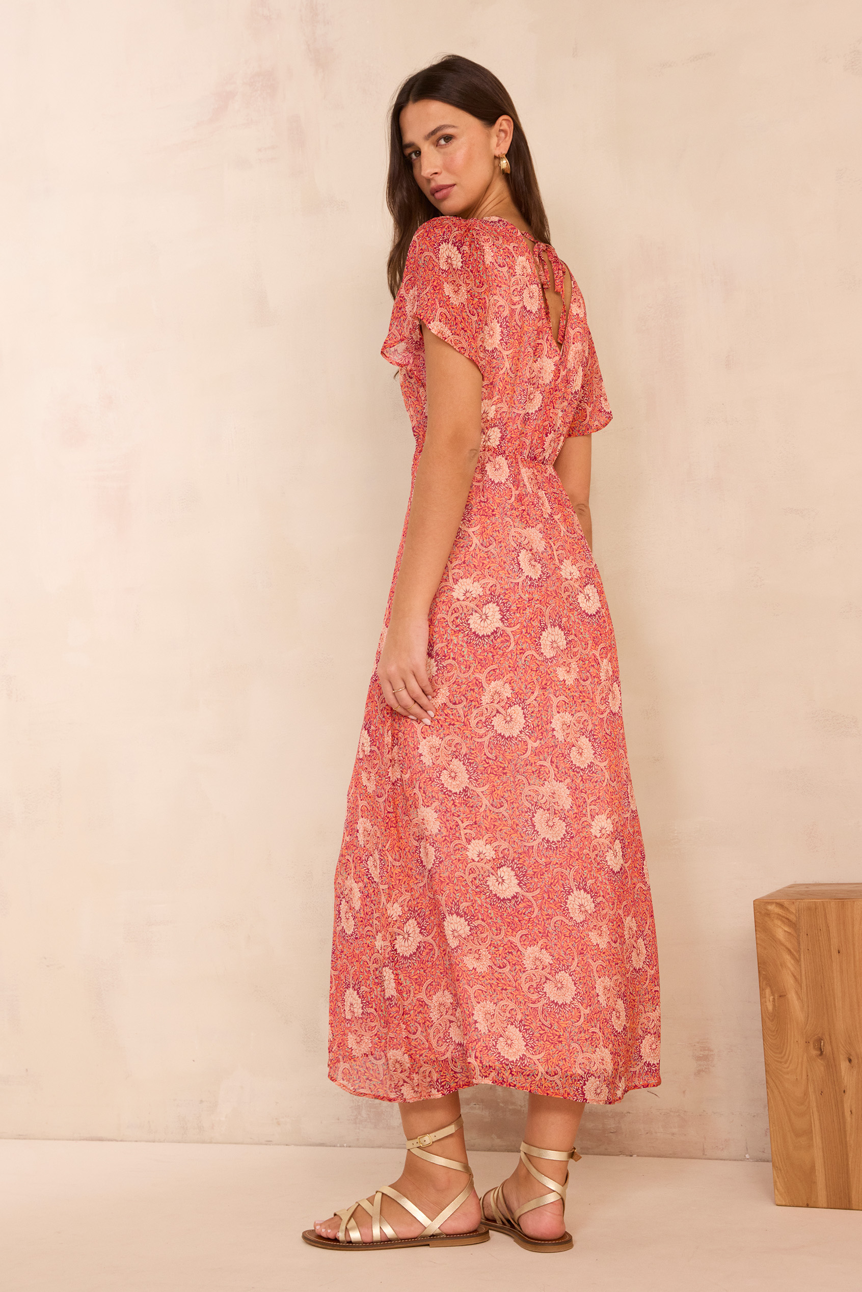 Flowing printed dress PRUDENCE woman | LIGHT FUCHSIA | Maison 123
