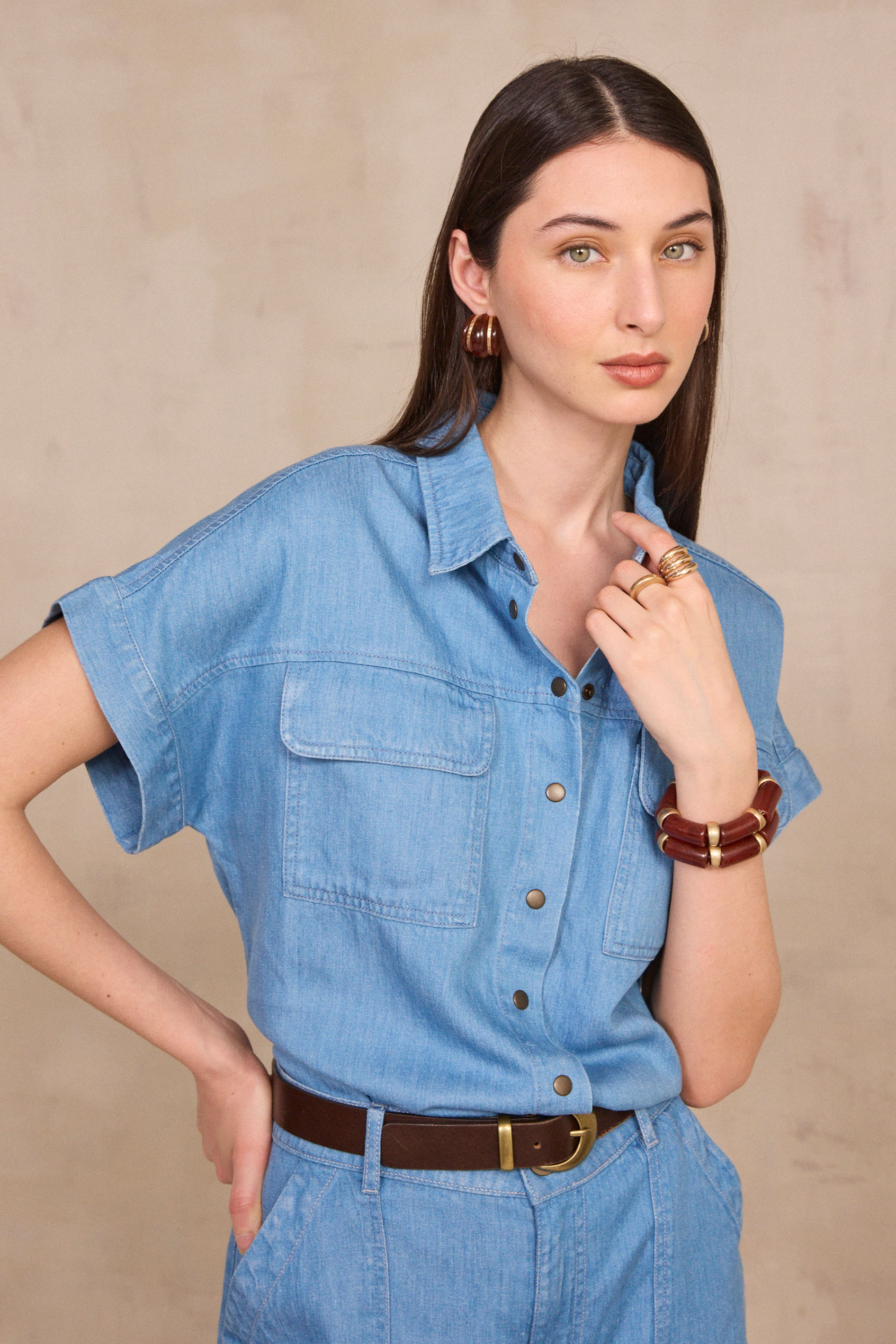 DULCINEA short-sleeve denim shirt woman | BLUE | Maison 123