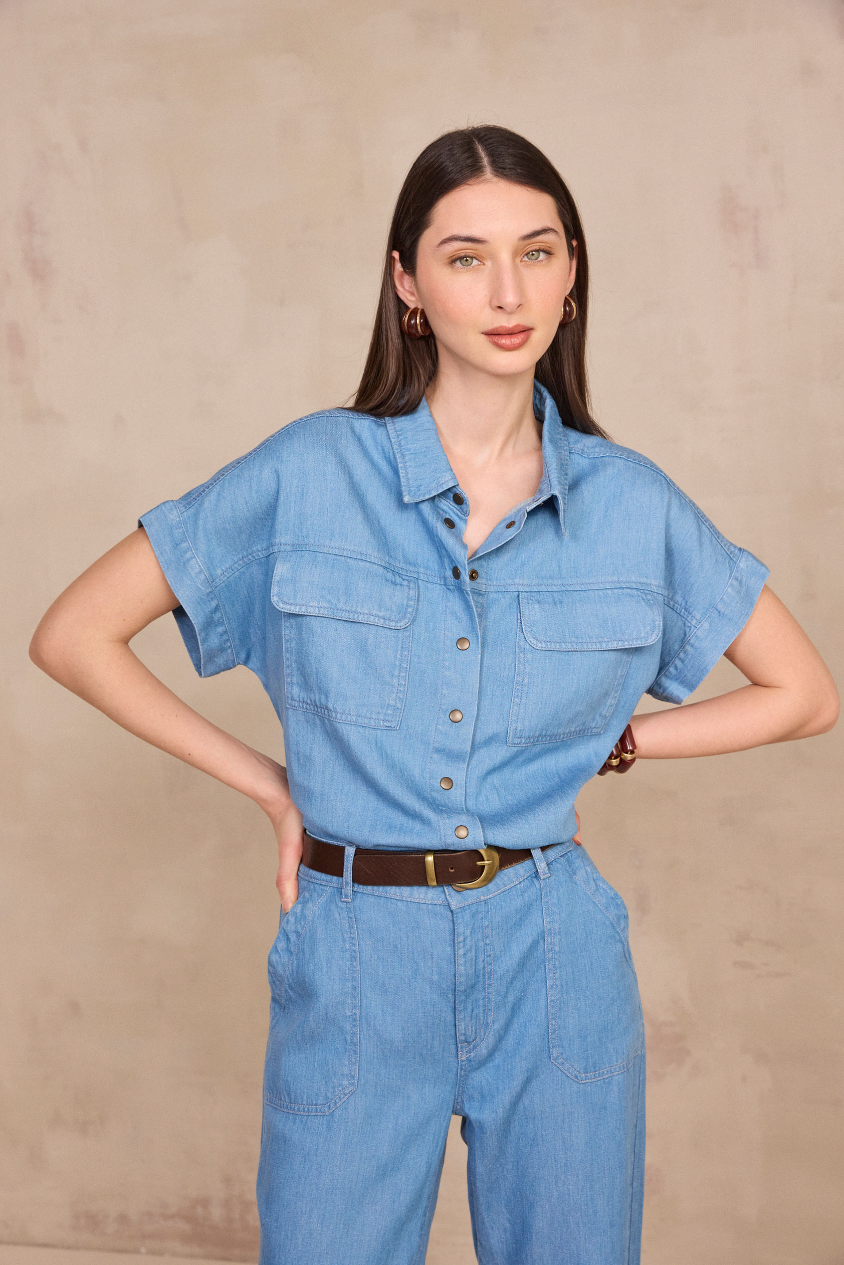DULCINEA short-sleeve denim shirt woman | BLUE | Maison 123