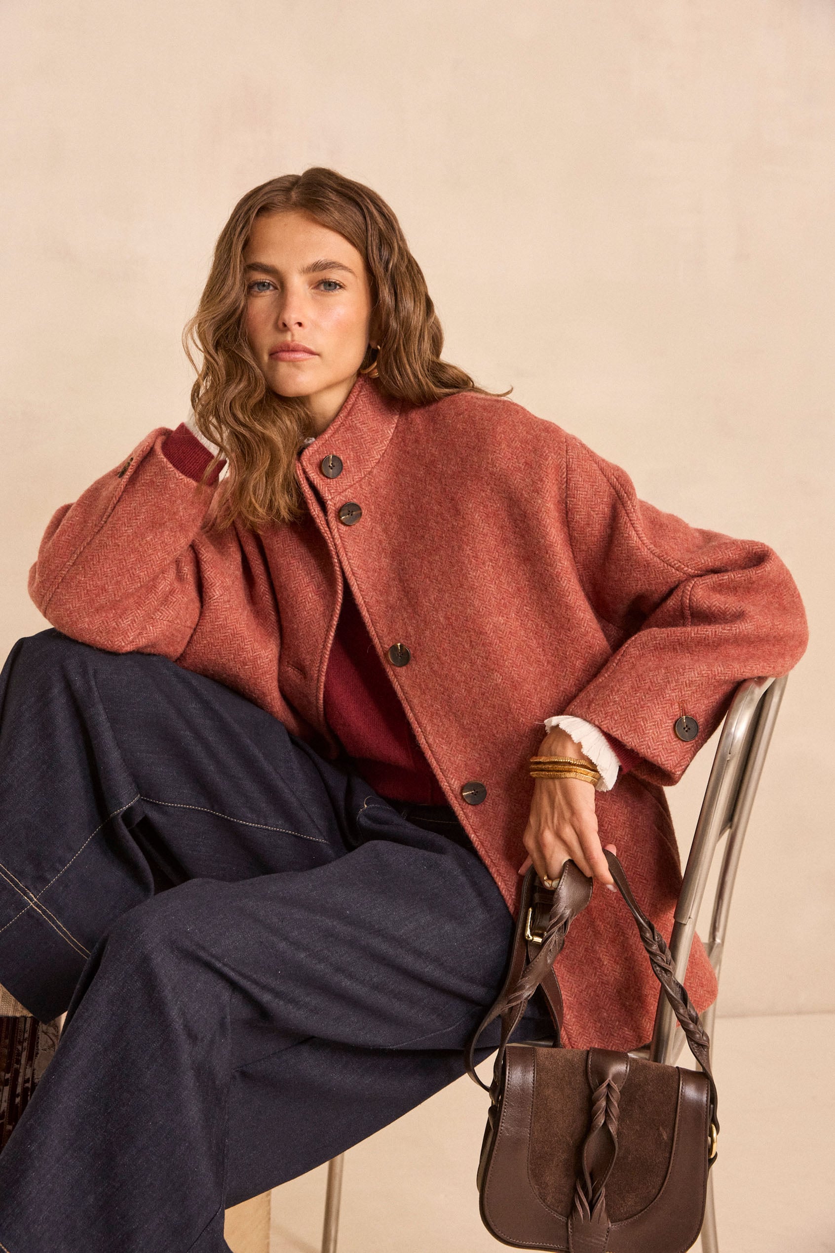 Long sleeve wool blend coat DUSTIN woman | PAPRIKA | Maison 123