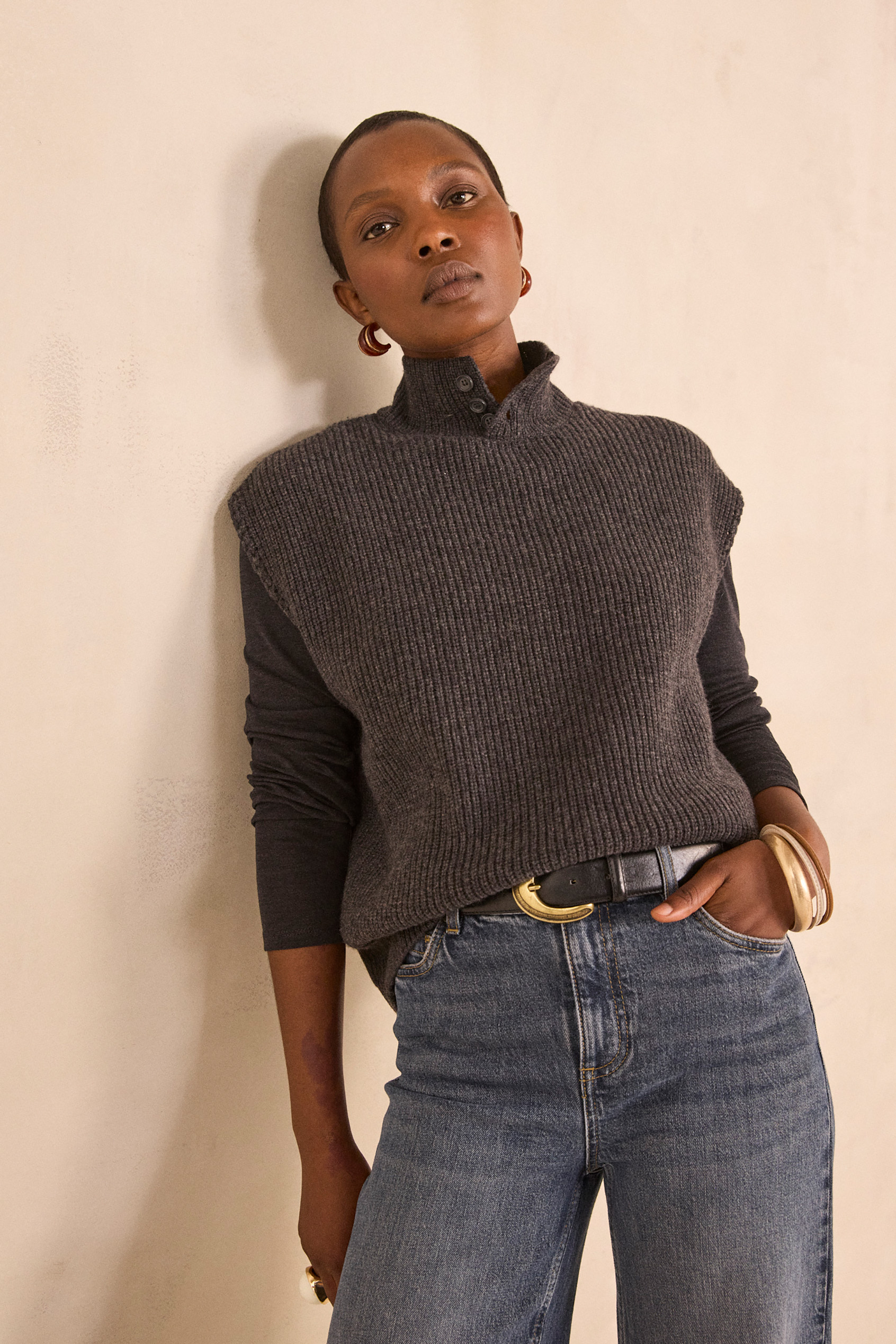 Sleeveless sweater in blended wool and yak AUGUSTIN woman