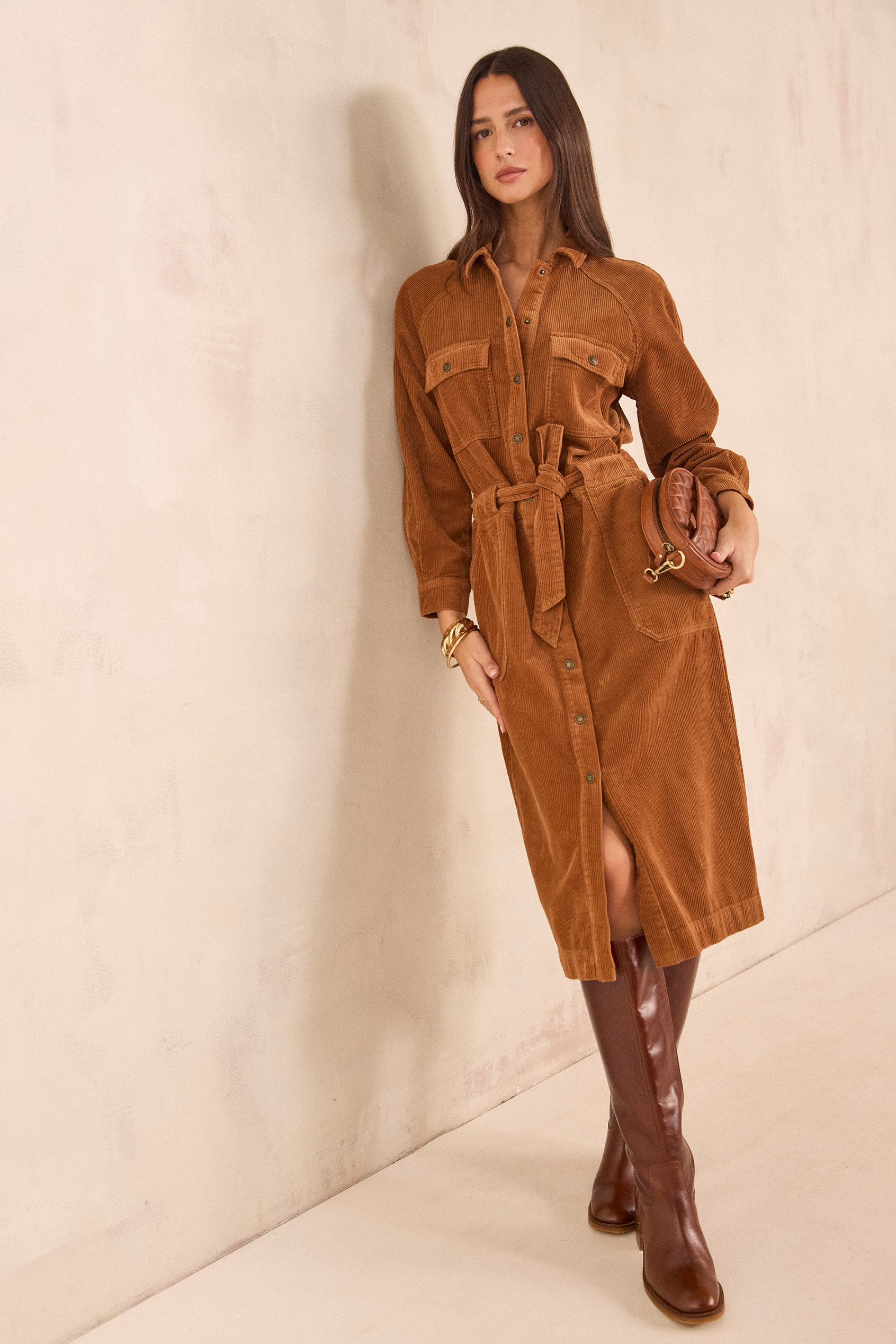 BETANIE corduroy dress woman | CINNAMON | Maison 123