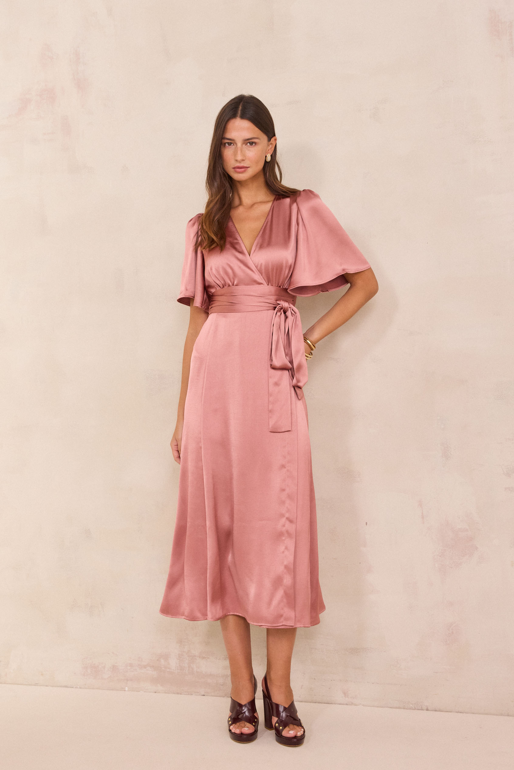 pure perfection satin wrap dress product info and reviews Pure Perfection Satin Wrap Dress