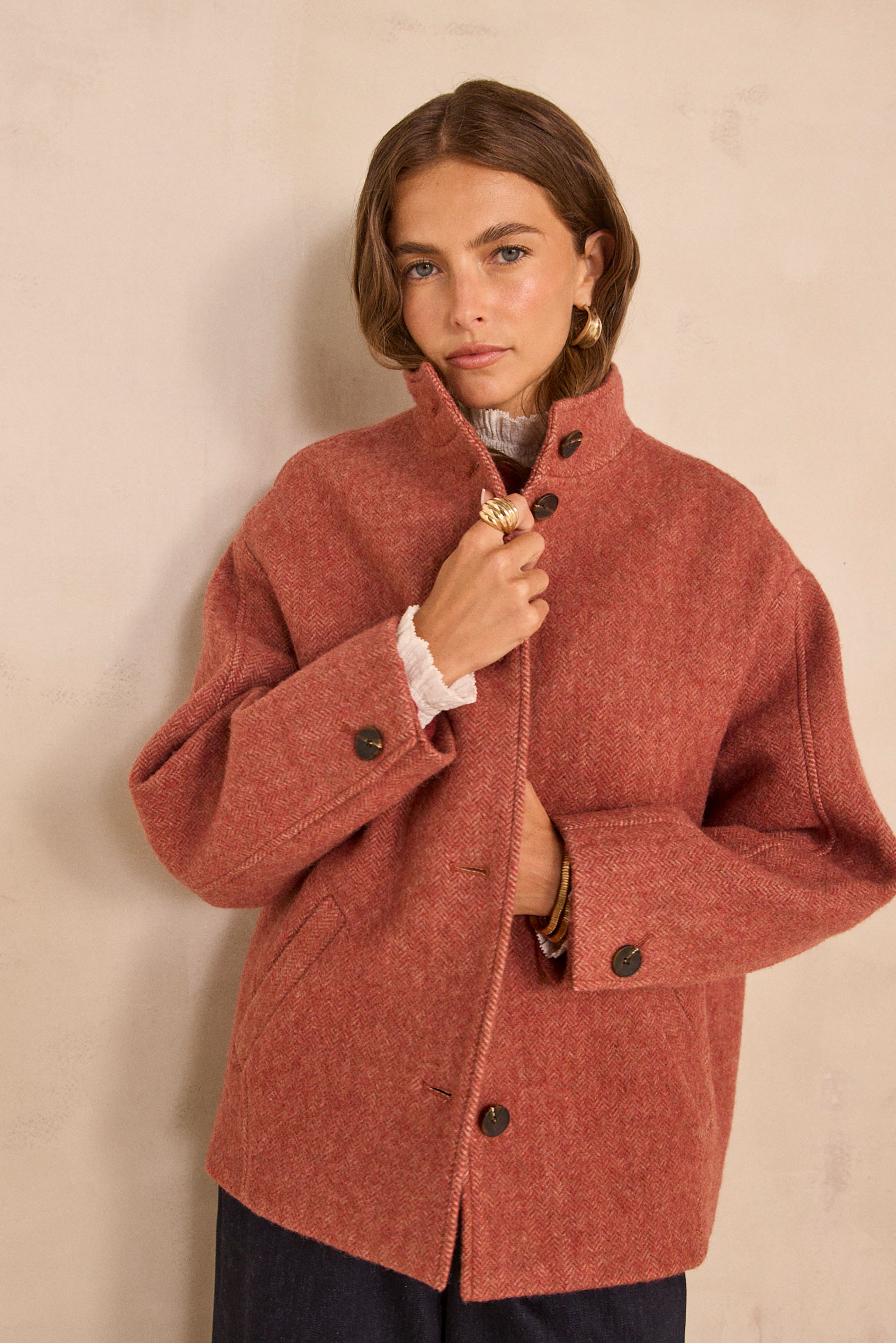 Long sleeve wool blend coat DUSTIN woman | PAPRIKA | Maison 123