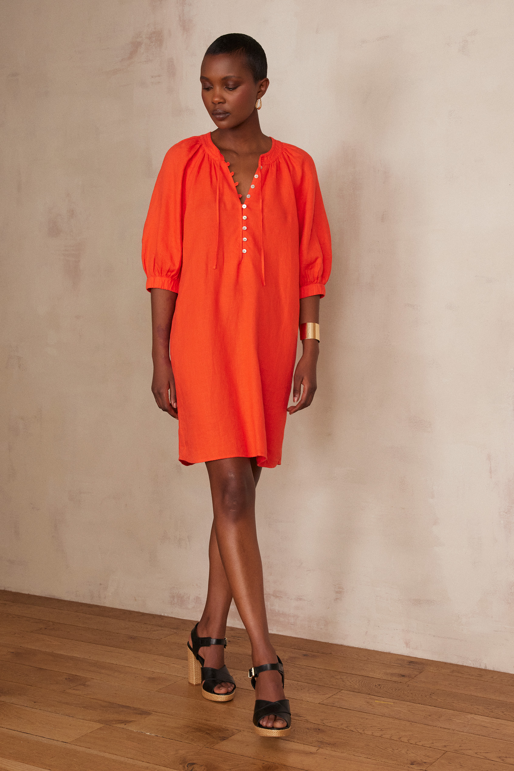 【Papier】Linnen gown/orange 655348465_c.jpg