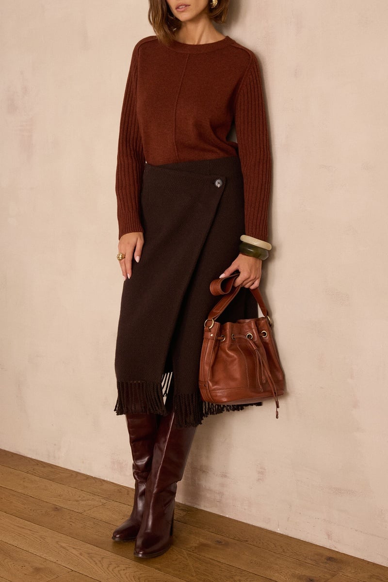 maison 123 ELONA long wool skirt