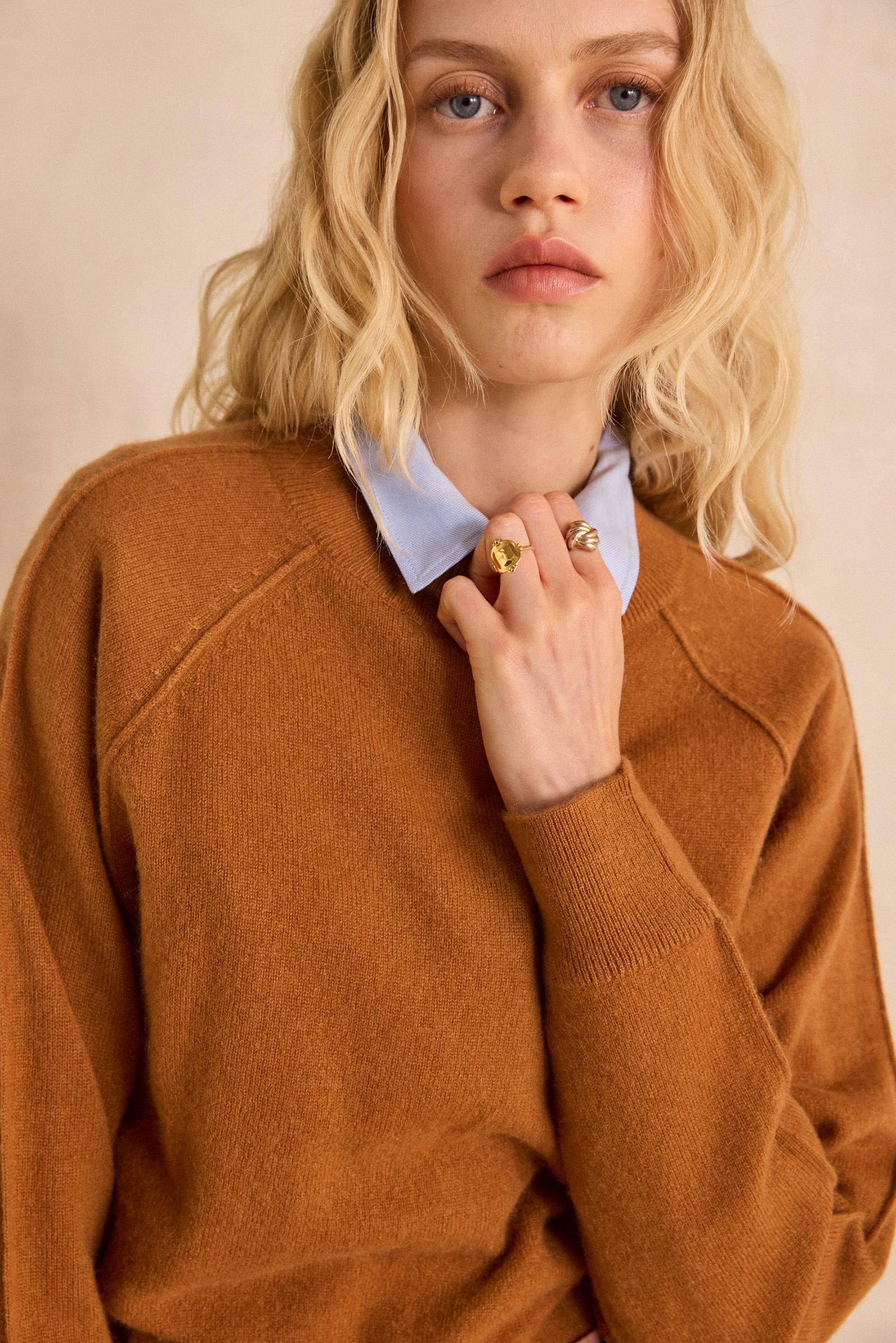ACHILLE long sleeve cashmere sweater woman | CINNAMON | Maison 123