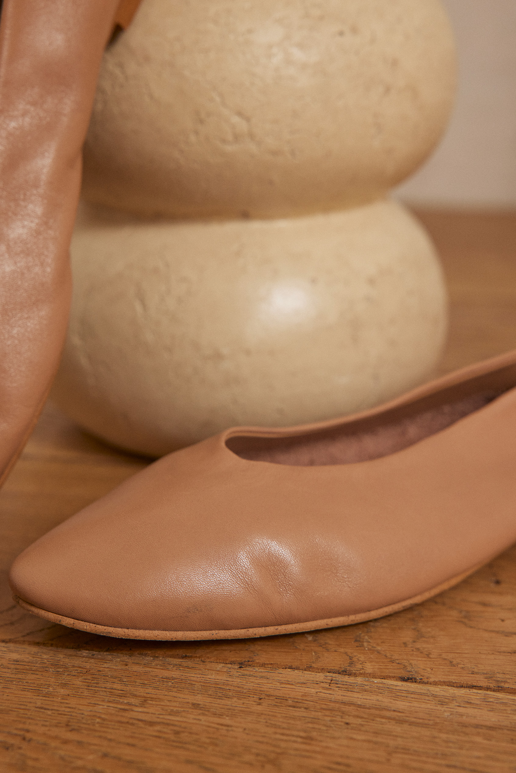 関税なし 送料無料 Ivory Leather Ballerinas MONA leather ballerinas woman | APRICOT | Maison 123
